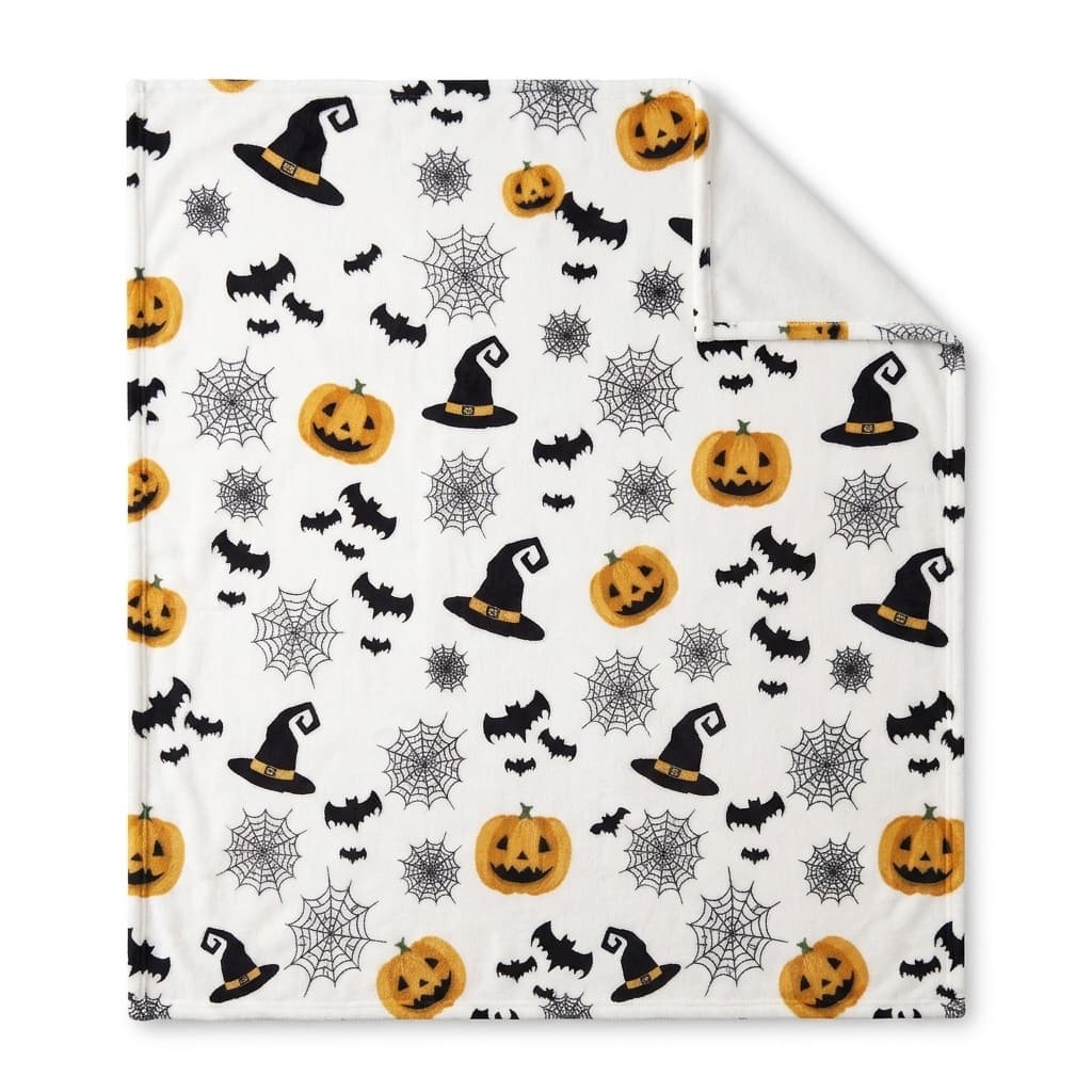 Halloween Bat & Pumpkin Flannel Pet Blanket, Cosy 70x100cm Throw