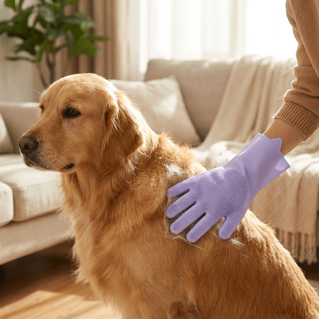 Silicone Pet Grooming Glove – Gentle Cleaning with Soft Massage Bristles — for dogs — view 4 of 7