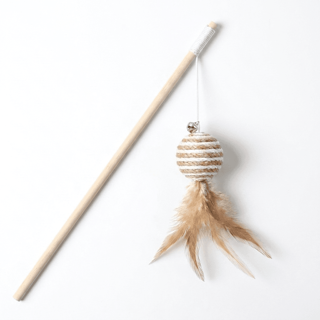 Feather Cat Wand Toy – Interactive Play with Wooden Handle — view 2 of 6