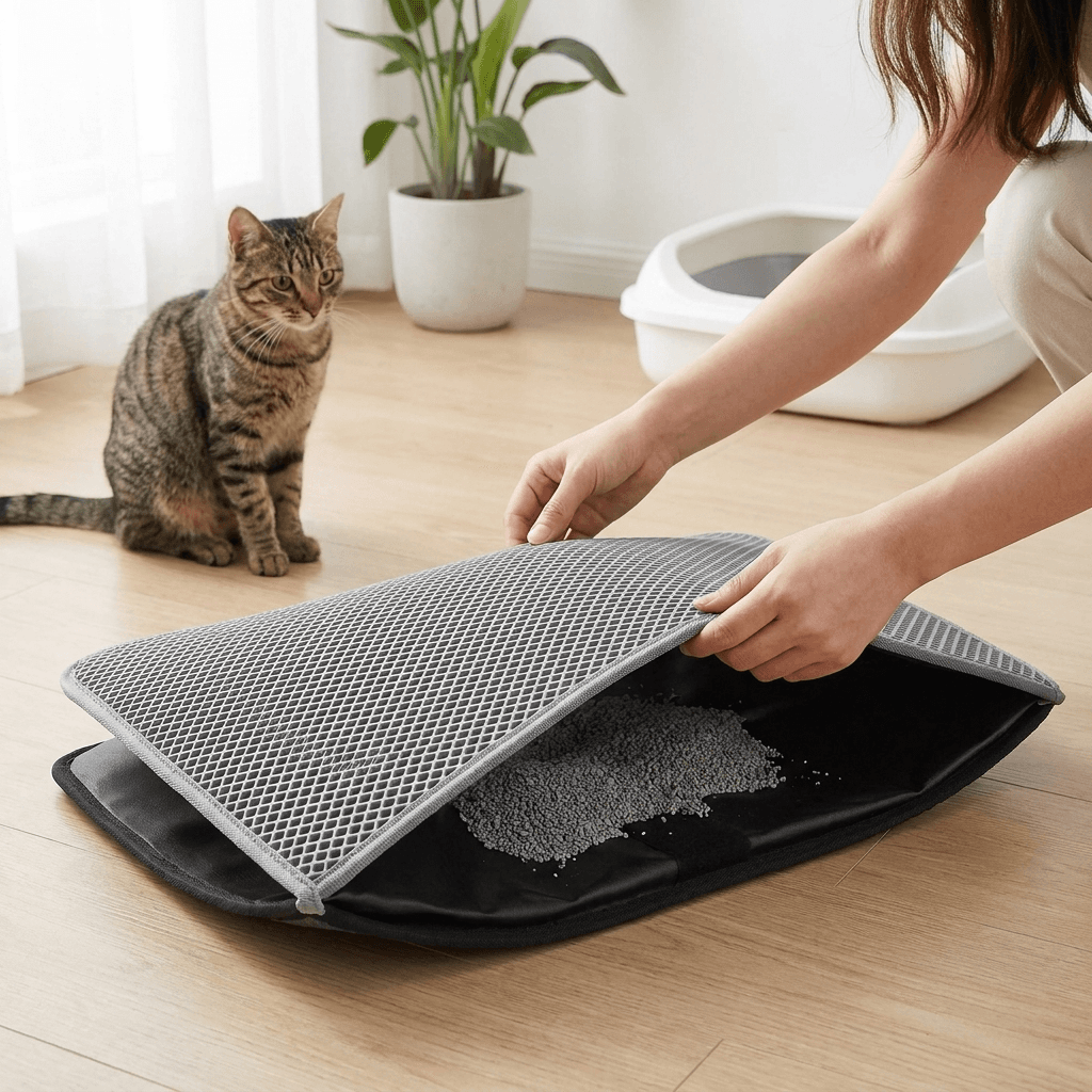 Double-Layer Cat Litter Mat – Easy-Clean Silicone Design — view 3 of 6