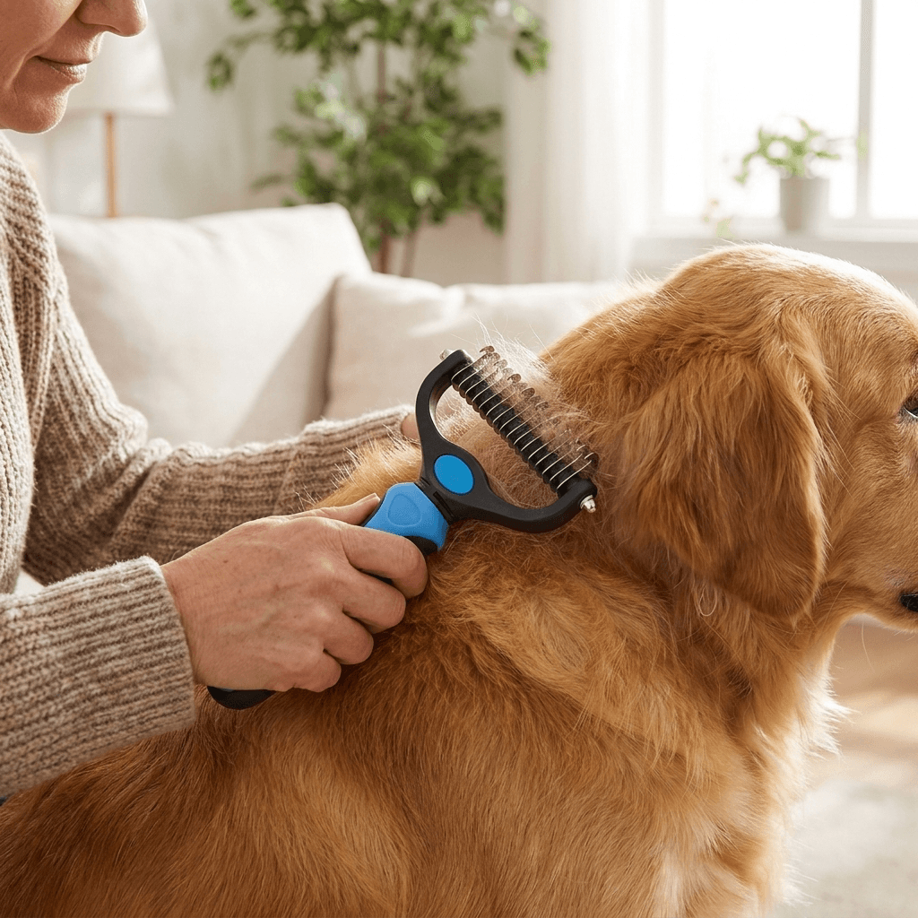 Self-Cleaning Pet Deshedding Brush – Gentle Grooming for Dogs & Cats — view 4 of 8