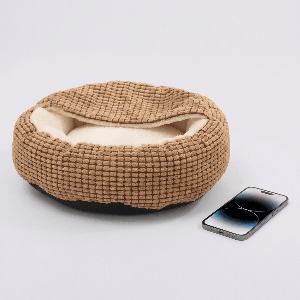 Round Pet Bed – Cozy Comfort with Fluffy Plush Cushion — for cats — view 6 of 6