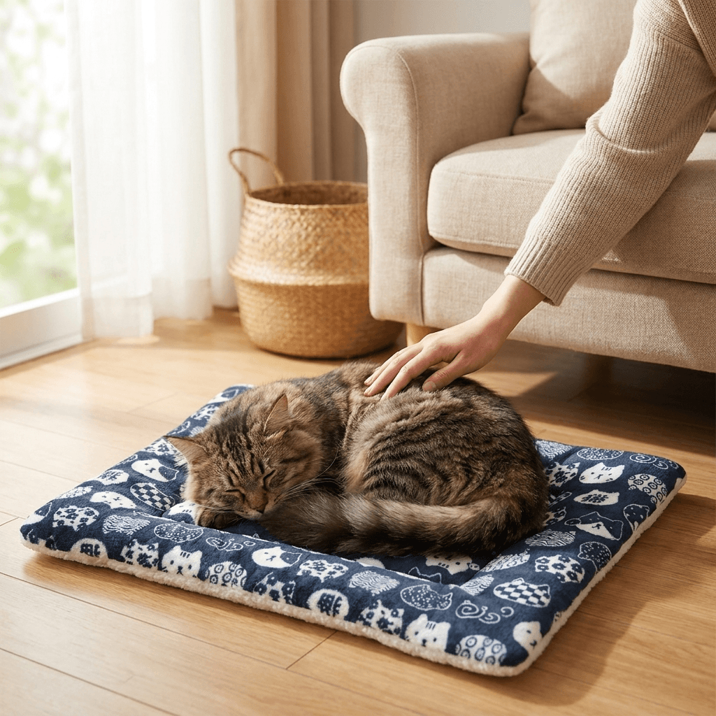 Flannel Pet Sleeping Mat – Cozy Warmth with Soft Breathable Fabric — for cats — view 4 of 5