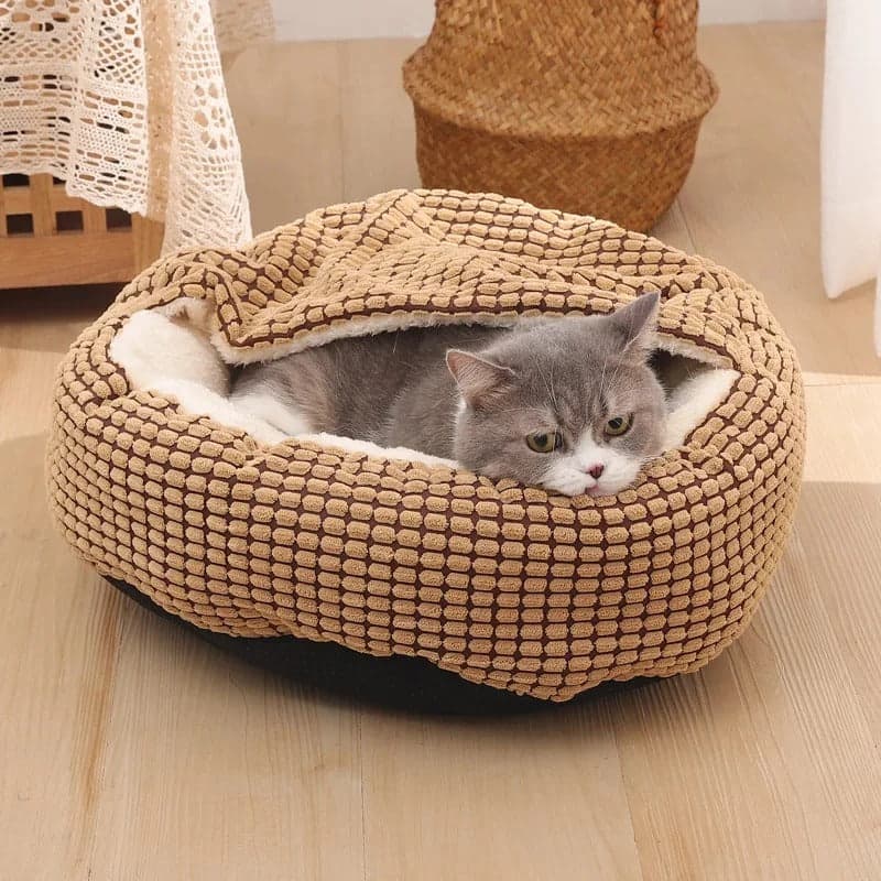 Round Pet Bed – Cozy Comfort with Fluffy Plush Cushion — for cats — view 4 of 6