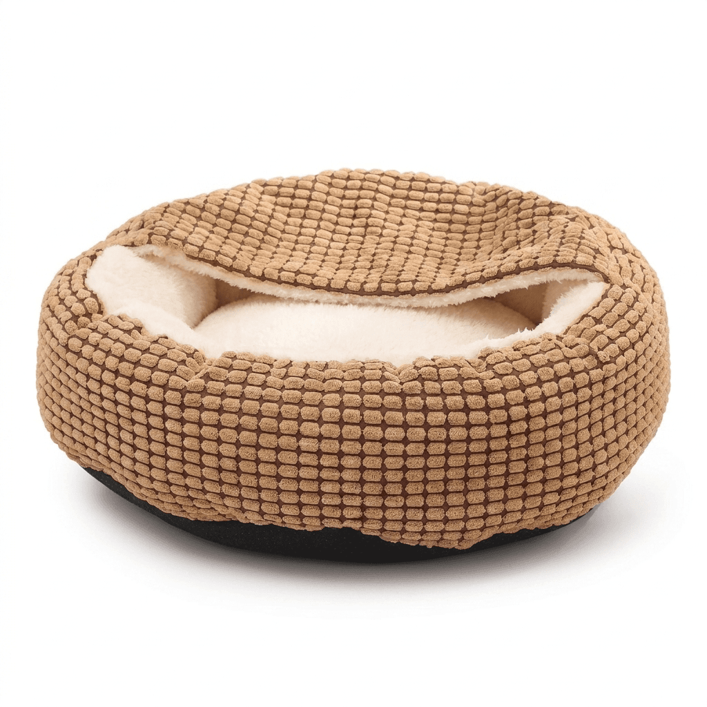 Round Pet Bed – Cozy Comfort with Fluffy Plush Cushion — for cats